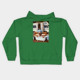 Funny Camping Present Bathtub Camper Guy Kids Hoodie